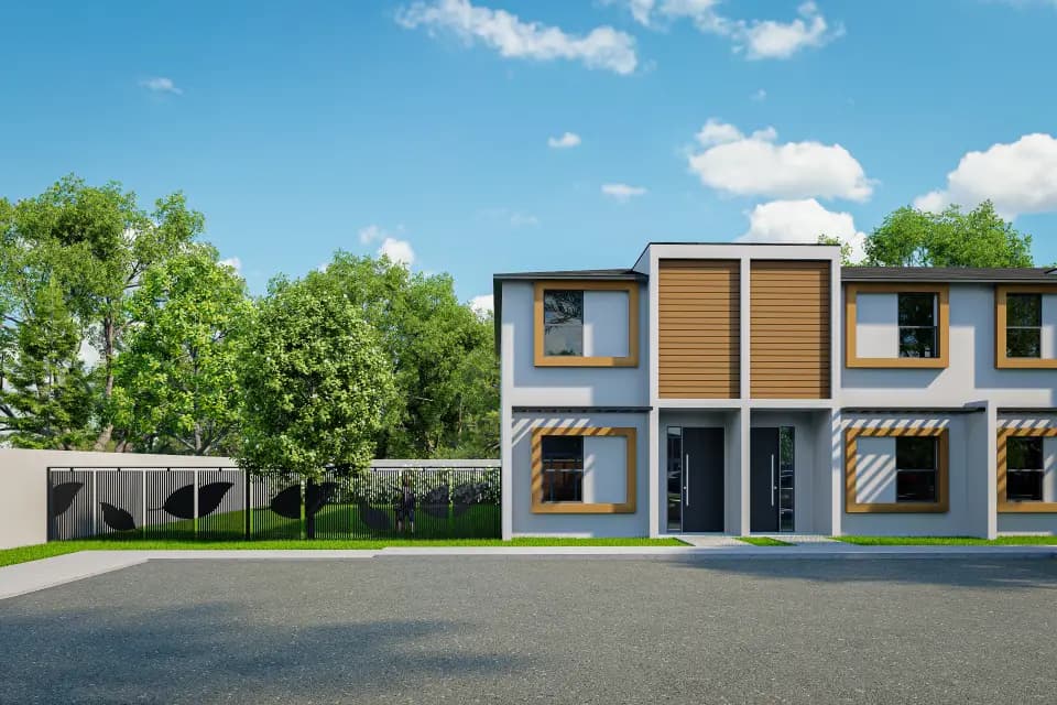 Internal street with townhomes